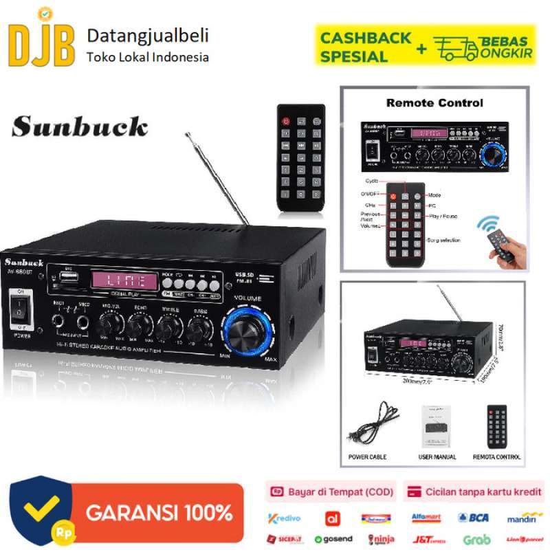 Promo Sunbuck Audio Bluetooth 5.0 Amplifier 2 Channel 2000W - AV-660BT ...
