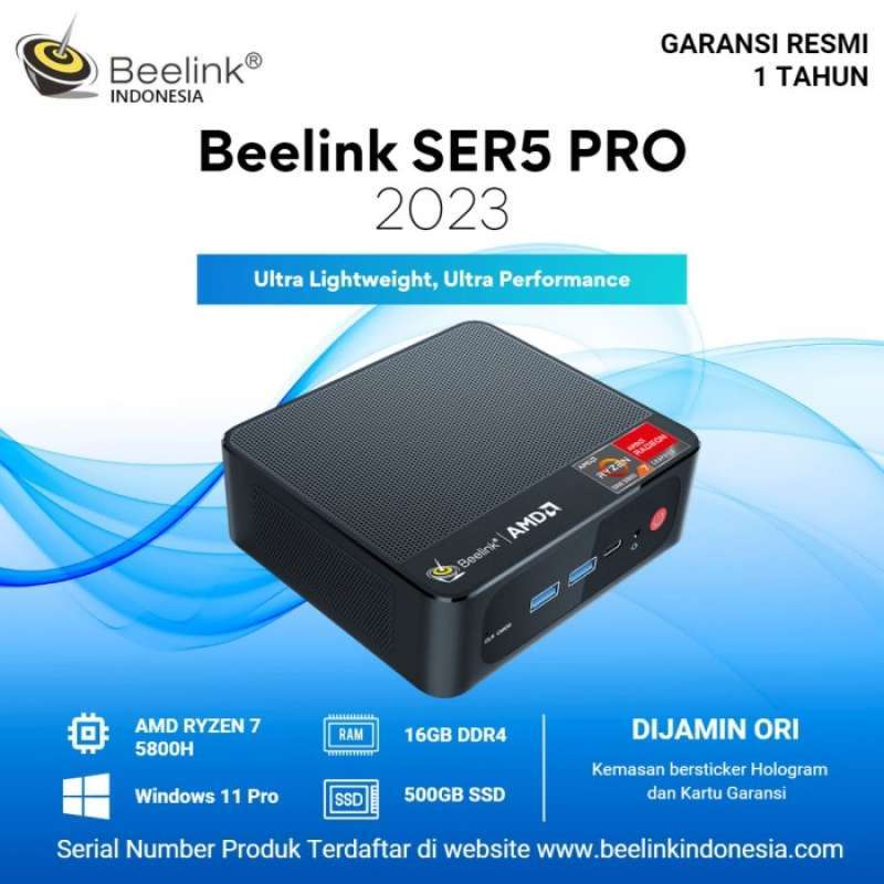 Promo Beelink SER5 PRO AMD Ryzen7 5800H 16/500GB NVMe Gaming Windows 11 Pro Diskon 23 di Seller