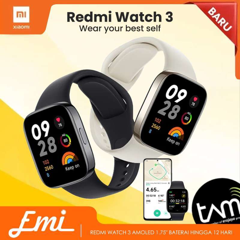 Jual Xiaomi Redmi Watch 3 1.75 Inch Amoled Smartwatch Battery Life 12