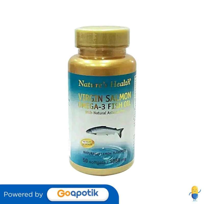Jual NATURE'S HEALTH VIRGIN SALMON OMEGA3 FISH OIL BOTOL 50 SOFTGEL di