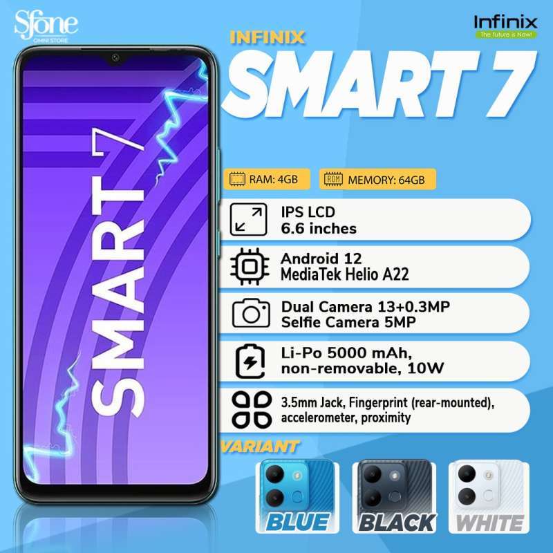 Jual Infinix Smart 7 4/64 RAM 4GB Internal 64GB Garansi Resmi Infinix ...