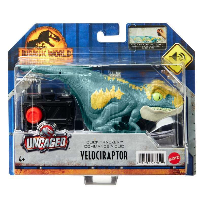 Promo Jurassic World Uncaged Click Tracker Velociraptor Blue Mainan