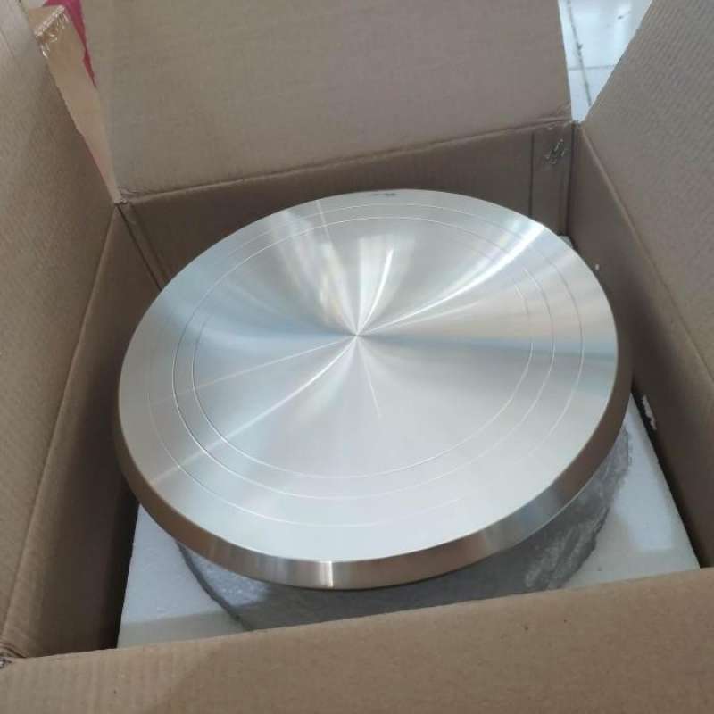 Jual Meja Putar Besi Stainless Cake Tray Lazy Susan Cake Rotary
