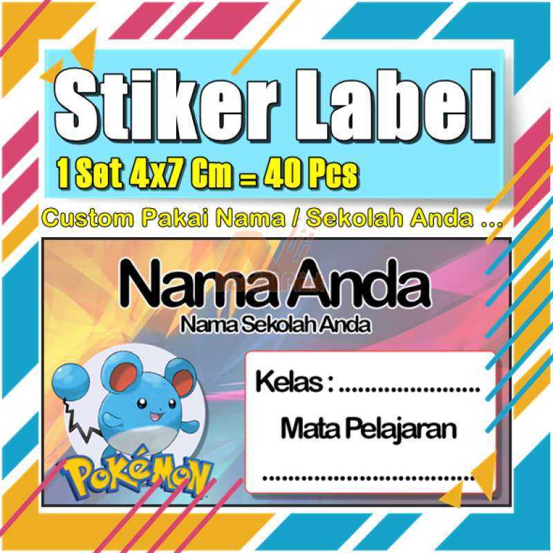 Jual Stiker Label Pokemon Model G Buku Pelajaran Anak Vol-246 - Uk 4x7 ...