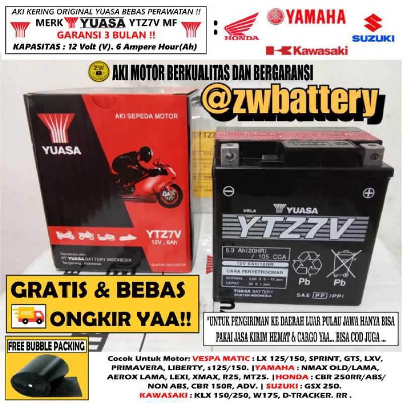 Promo Aki Yuasa Ytz7V Untuk Yamaha Nmax, Aerox 155 Aki Kering Diskon 23