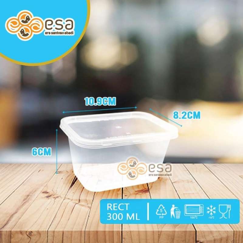 Jual [500 Pcs) Thinwall Rectangle 300 Ml // Kotak Makanan Dessert Per ...