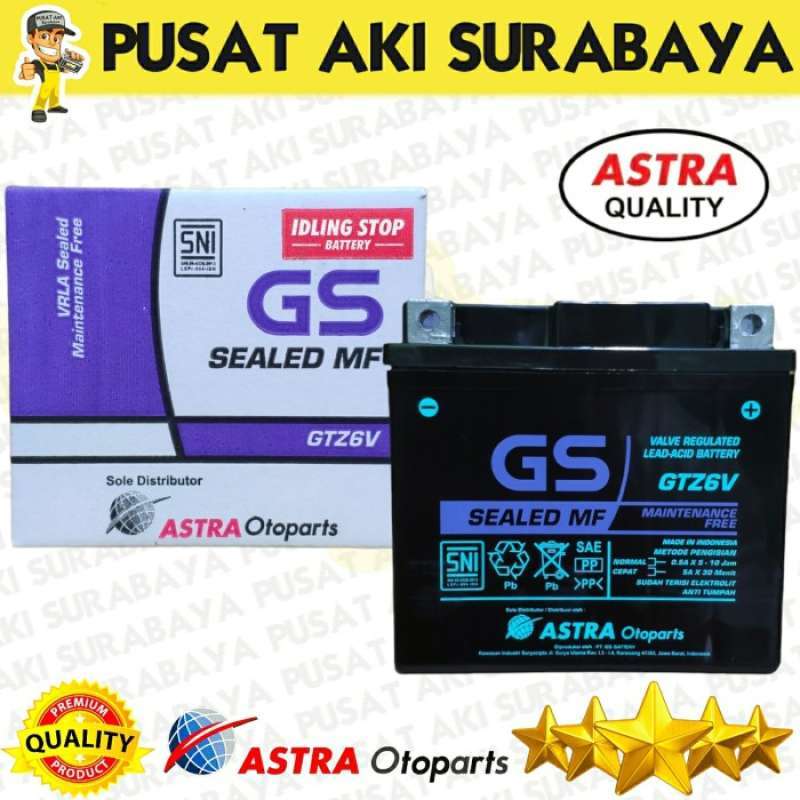 Jual AKI KERING ORIGINAL GS ASTRA GTZ6V SEPEDA MOTOR HONDA VARIO SCOOPY