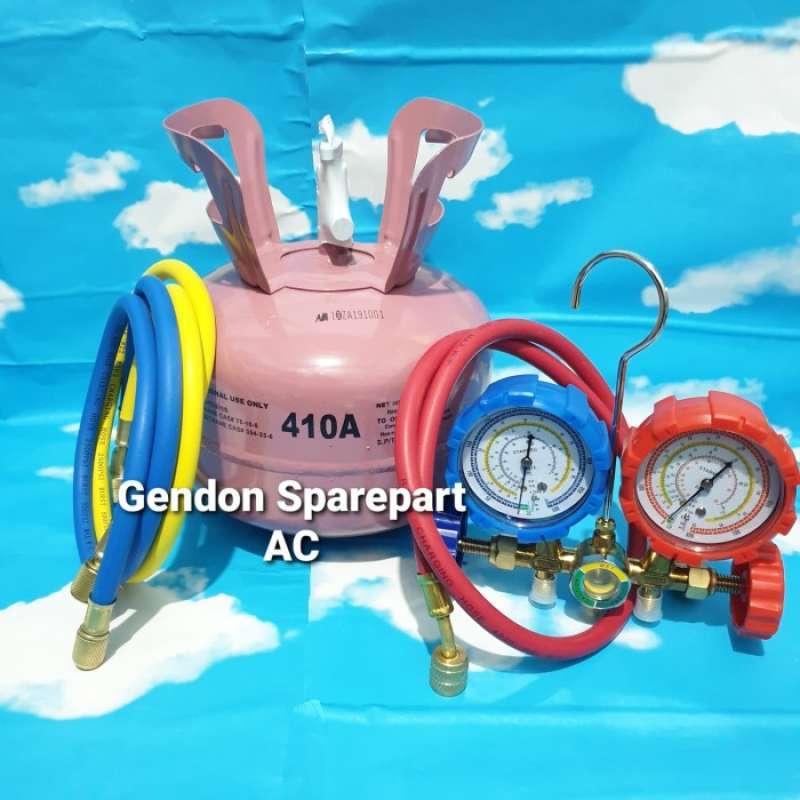 Promo Paket Isi Freon R410 2.8kg tabung kecil Double Manifold Diskon 23