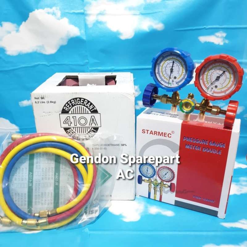 Promo Paket Isi Freon R410 2.8kg tabung kecil Double Manifold Diskon 23