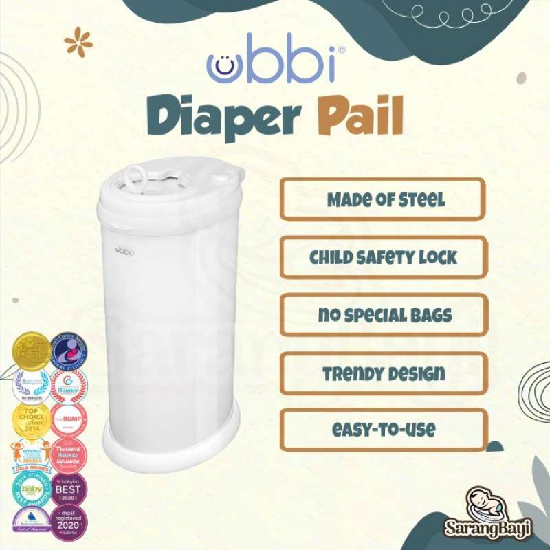 Jual Ubbi Diaper Pail / Nappy Bin / Tempat Sampah Popok Bayi Taupe Di