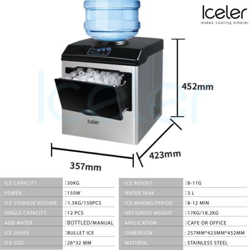 Promo Iceler Mesin Es Batu Kristal Ice Maker 30kg/24jam Terbaik Untuk ...