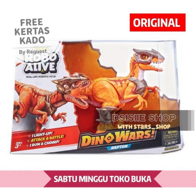 Promo Zuru Robo Alive Dino Wars Raptor Original - Robot Electronic ...