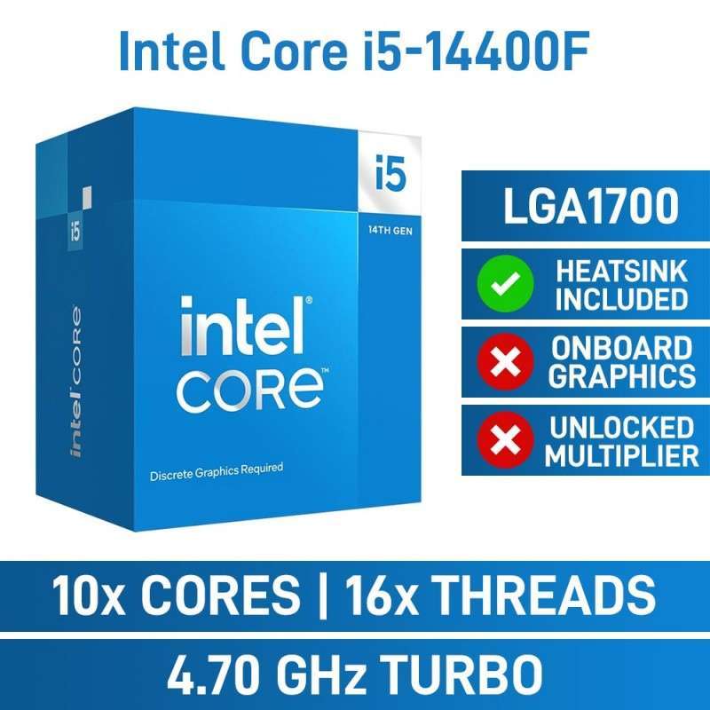 Jual intel processor core i5 14400f gen 14th lga 1700 box garansi resmi