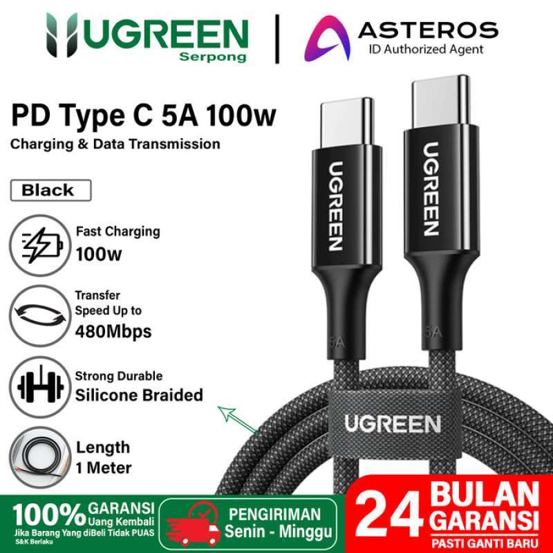 Promo UGREEN KABEL DATA TYPE C TO TYPE C PD FAST CHARGING 100W NYLON ...