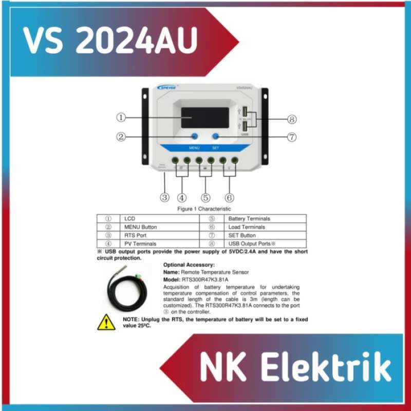 Promo VS2024AU Solar Charge Controller 20A EPEVER VS 2024AU /PWM Diskon