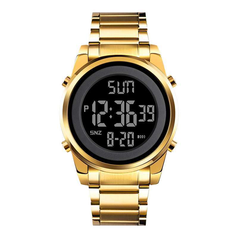 Jam Tangan Pria SKMEI 1611GD Digital Dial Gold Stainless Steel Strap  [Machtwatch]