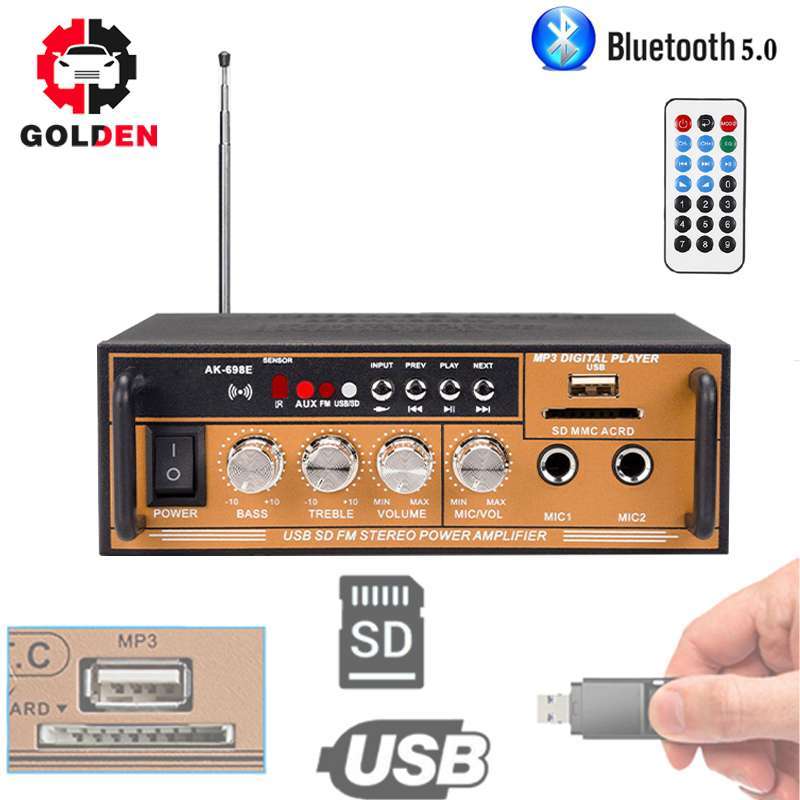 Promo Power Amplifier Wireless Bluetooth Fleco Ak-698e 60w+60w Power ...