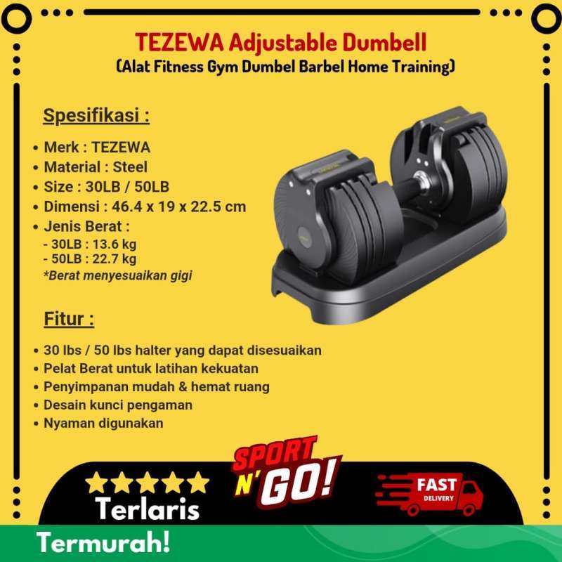 Jual Tezewa Adjustable Dumbell 30lbs Alat Fitness Gym Dumbel Barbel ...