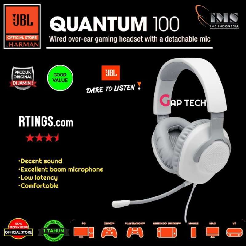 Promo JBL QUANTUM 100 / QUANTUM100 Over Ear Gaming Headset with Mic ...