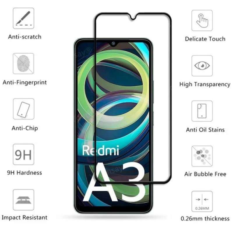 TEMPERED GLASS REDMI A3 2024 WARNA ANTI GORES LAYAR KACA SCREEN 9H
