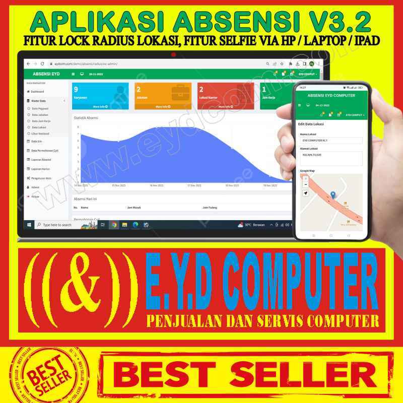 Tujuh Computer Jual SOURCE CODE APLIKASI ABSENSI SELFIE V.3.2 DENGAN RADIUS LOKASI ...