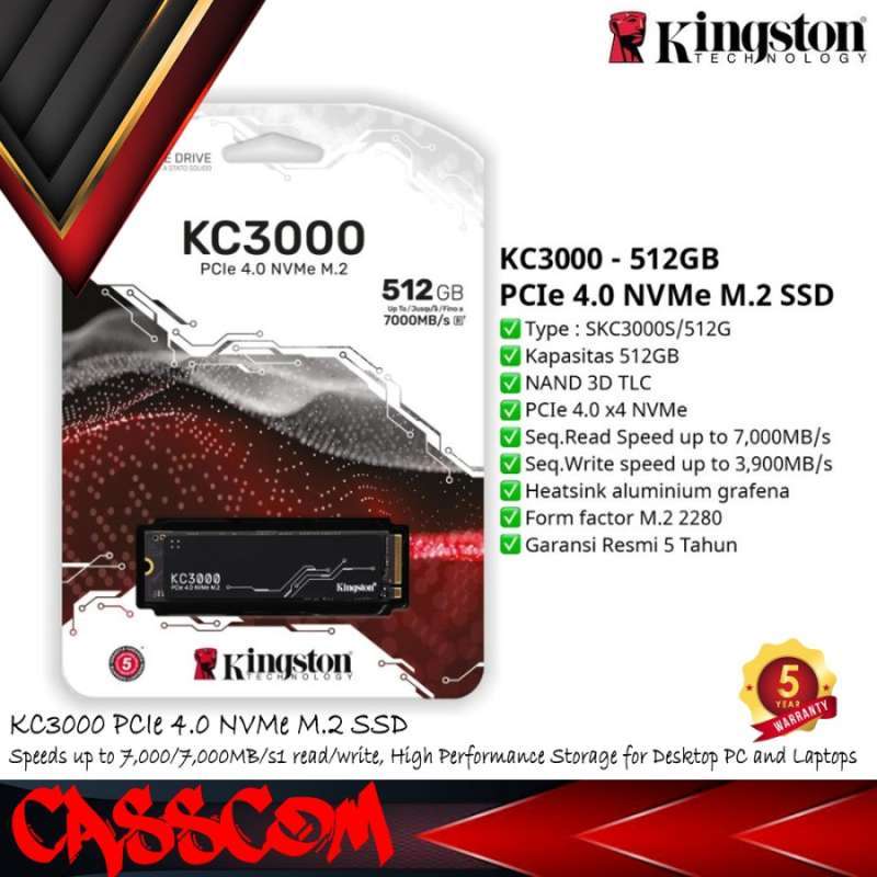Kingston Nvme Gen4 SSD KINGSTON KC3000 NVMe 512GB PCIe X4 SSD Gen4