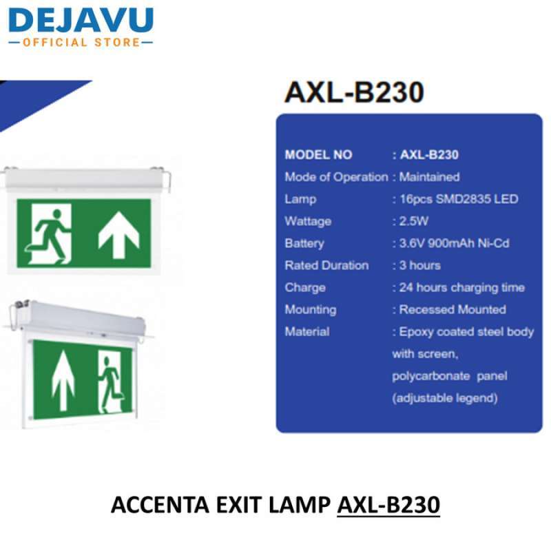 Lampu Exit Led Promo Lampu Exit Led Accenta Axl-b230/2.5w*exit Emergency Lamp/exit ...