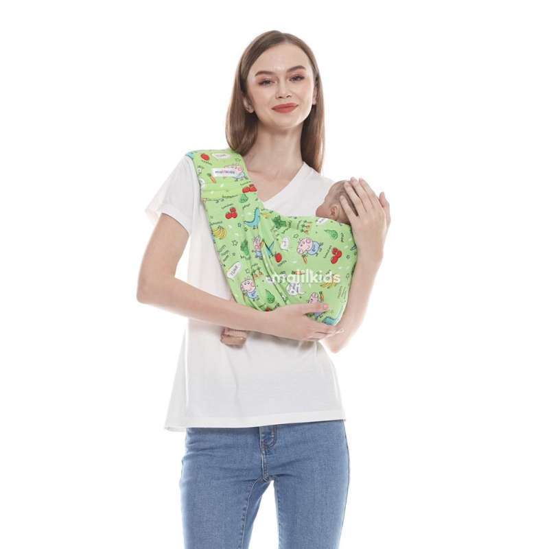 Malilkids Gendongan Bayi Geos Sling Pouch Double Layer Cotton Print (Dengan  Busa di Pundak)