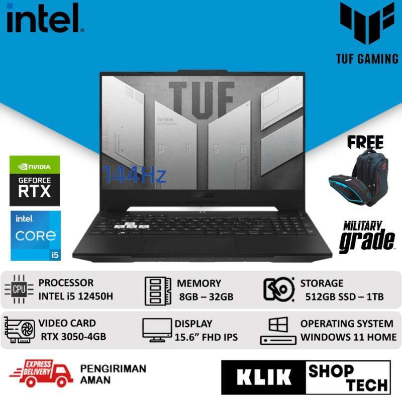 ASUS TUF DASH F15 FX517ZC i5 12450H 32GB 512GB SSD RTX3050 4GB 144HZ WIN11