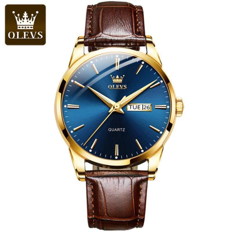 Jual Jam Tangan Pria Original Olevs Anti Air Kulit Hitam Dual Time Cod coklat Biru Di Seller Lotus Store Sukamanah Kota Tasikmalaya Blibli