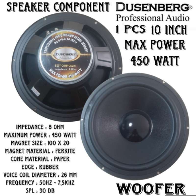 Promo Speaker 10 Inch Dusenberg Best Component Woofer Ds-010-b