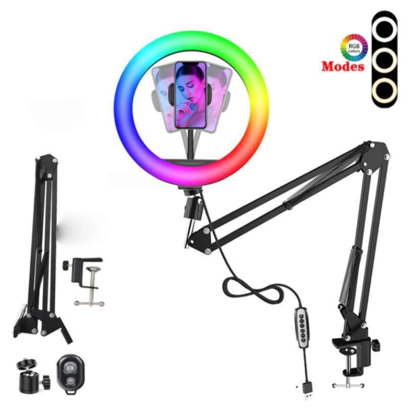 Lampu Ring Light 168 LED RGB Dimmable with Holder