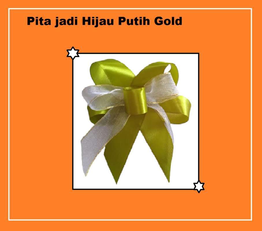Jual Pita Jadi Warna Hijau Putih Gold/pita Hampers/pita Parcel/pita