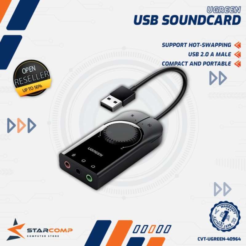 CERRXIANR External Sound Card With Volume Control - USB 3.0 Audio Adapter, 3.5mm & USB Ports For PC, Laptop