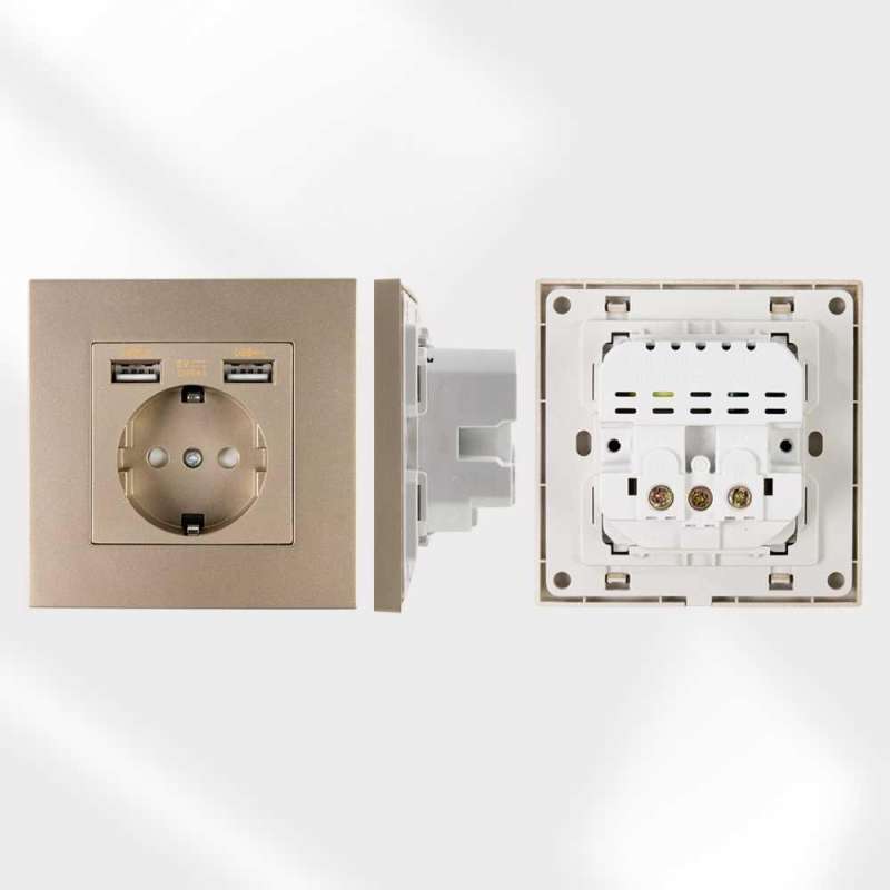 Jual Stop Kontak Eu Colokan Listrik Dinding Dan 2 Port Usb 2100 Ma ...