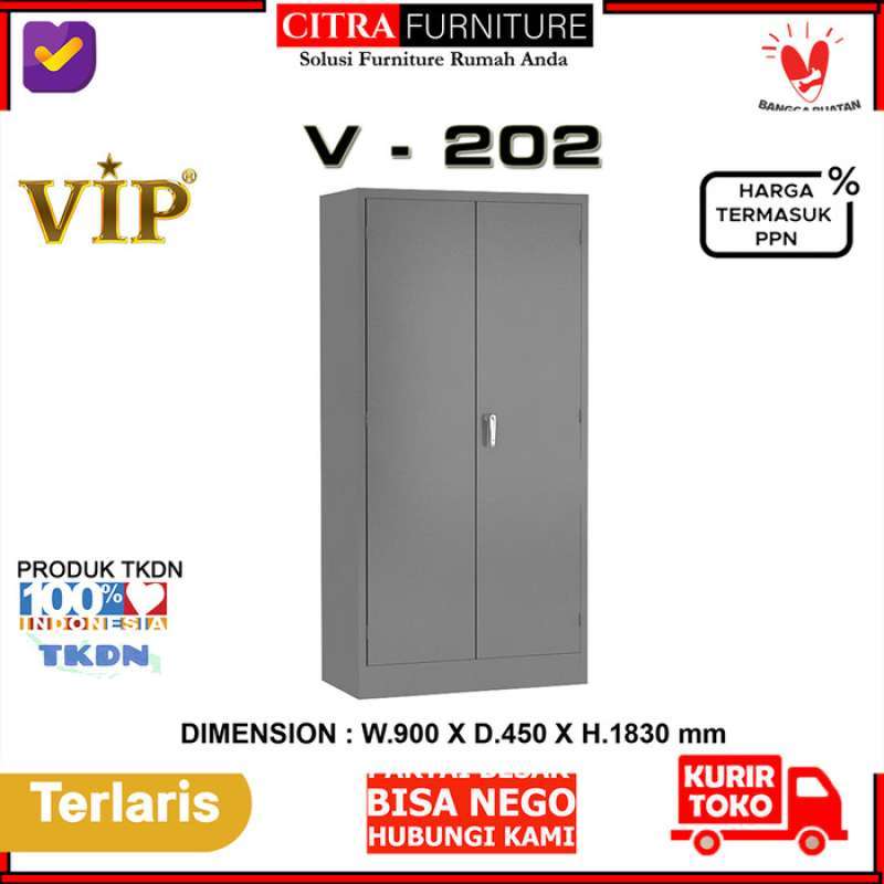 Jual Vip Â® Metal Lemari Arsip Kantor 2 Pintu Swing Besi - V 202 Di ...