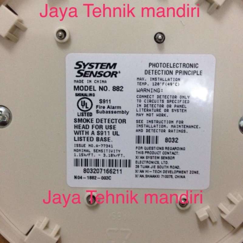 Jual System Sensor 882 Conventional Photoelectric Smoke Detector C/w ...
