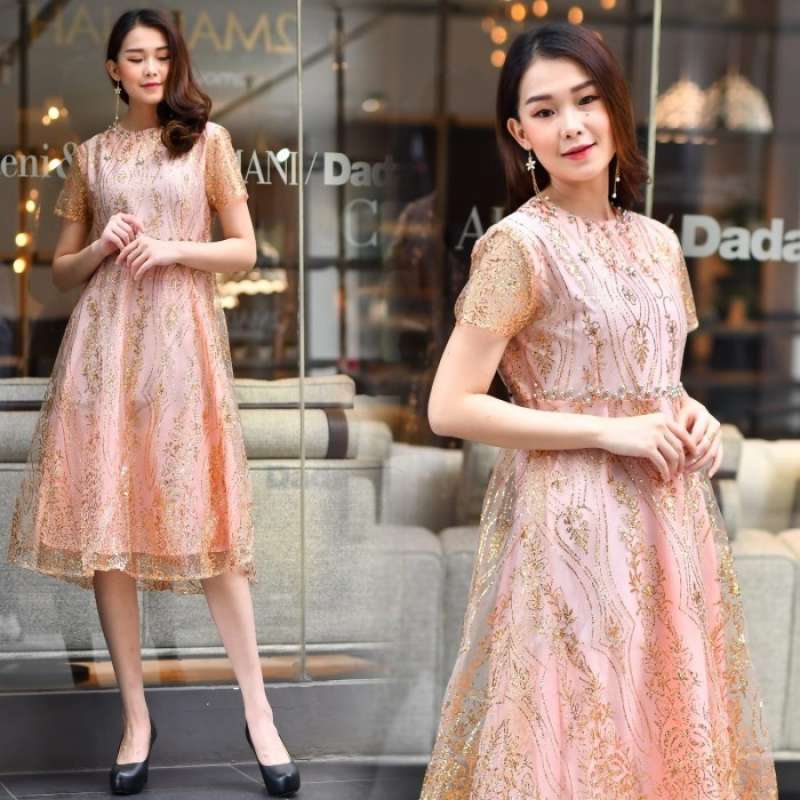 Dress pesta warna rose gold cheap