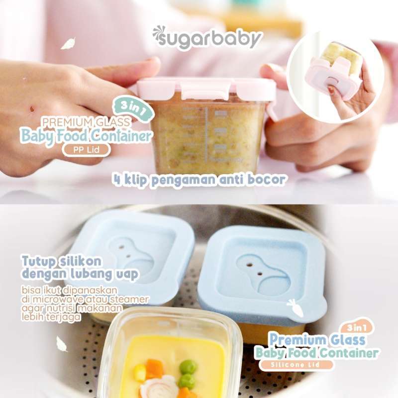 Jual Sugar Baby Premium Glass Jar Baby Food Container Pcs Grey