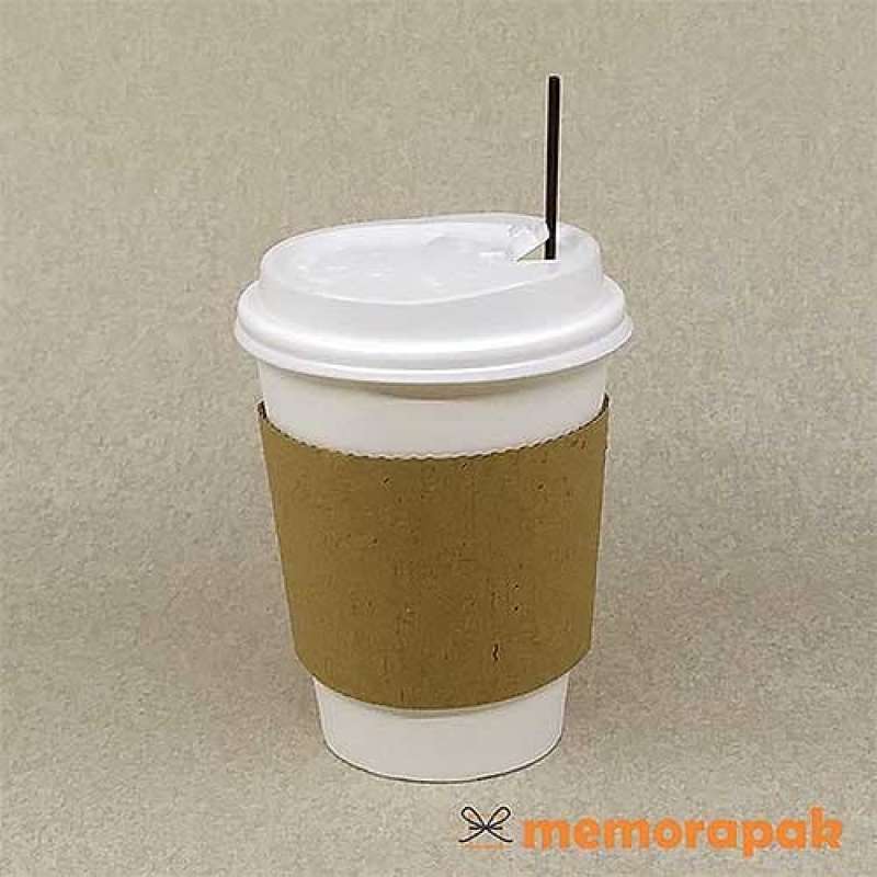 Jual Paper Cup 12 Oz - Hot Cup + Tutup Putih + Stirrer + Sleeve Di ...