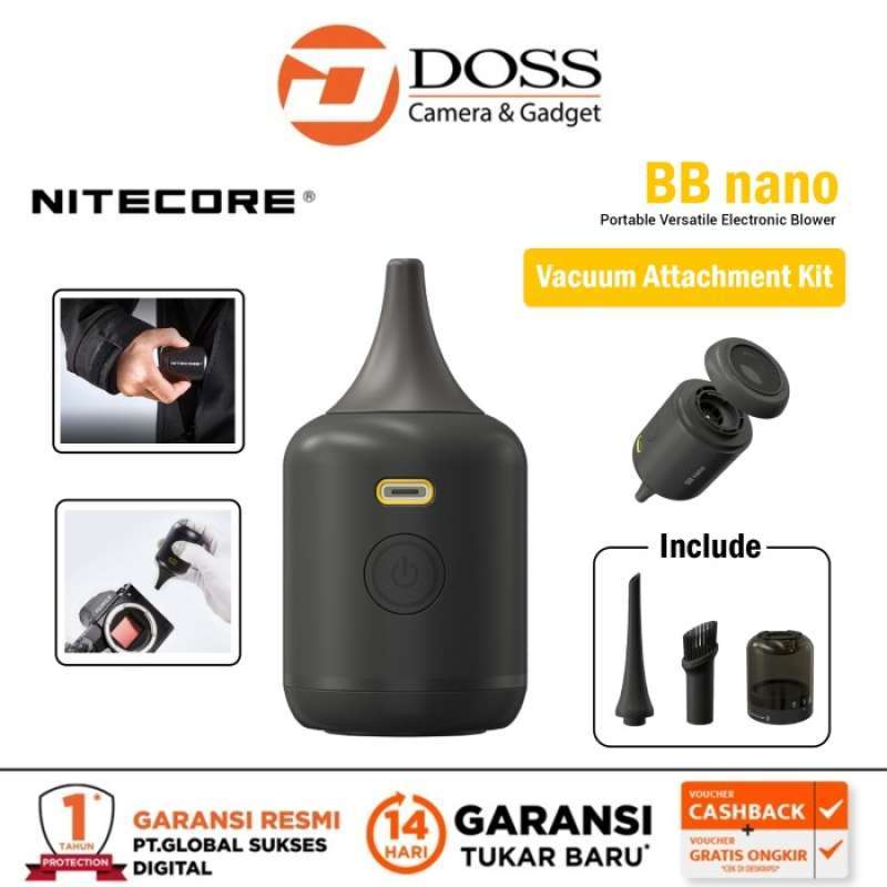 Nitecore BB Nano Elektronisch Fotografie-Gebläse voor Camera en Objectief, Windsnelheid van 40 km/u. Draagbaar, veelzijdig elektrisch gebläse, licht en compact