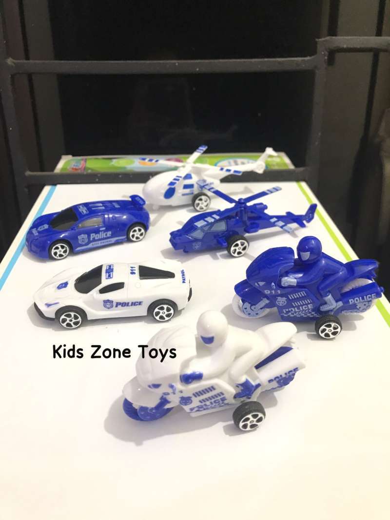 KZT Mainan Anak Kendaraaan Mobil Polisi Seri Set Lengkap Dengan Motor dan  Helikopter Bombiq City Defender Police Toy Police Car Series - Main Image
