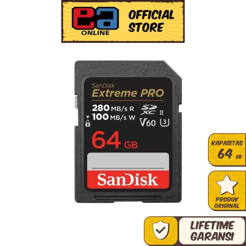 Promo Sandisk Extreme Pro Sdxc Uhs Ii Memory Card V60 U3 280mb/s