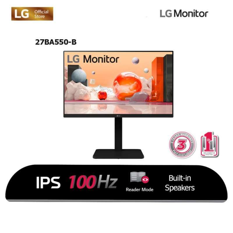Promo Lg 27ba550-b 27'' Ips Fhd Monitor With With Speaker And Height ...