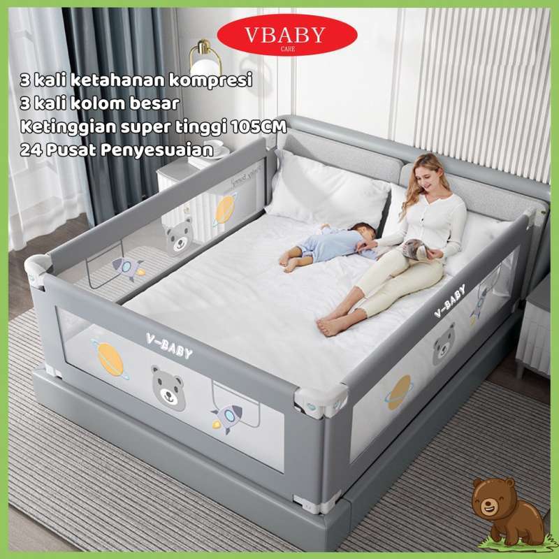 V-BABY CARE Baby Bedrail Baby Bed Rail Safety Guard Bedguard Fence Extra  Tall Pembatas Pengaman Pagar Kasur Bayi Tempat Tidur Bayi Ranjang Anak