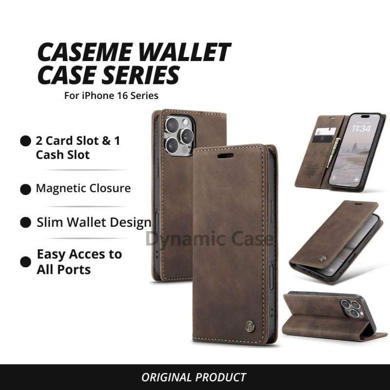 Case iPhone 16 Series CASEME Soft Slim Folio Flip PU Leather Wallet Case  With Cards Slot