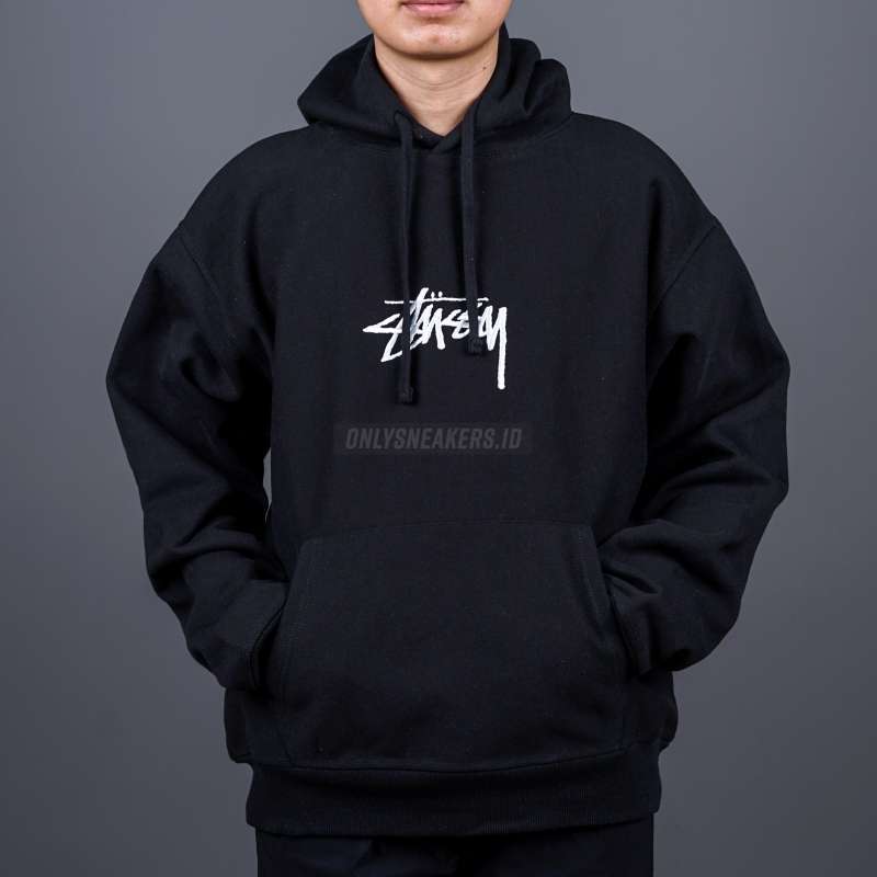 Jual Stussy Stock Logo Applique Black Hoodie (100% Authentic) Di