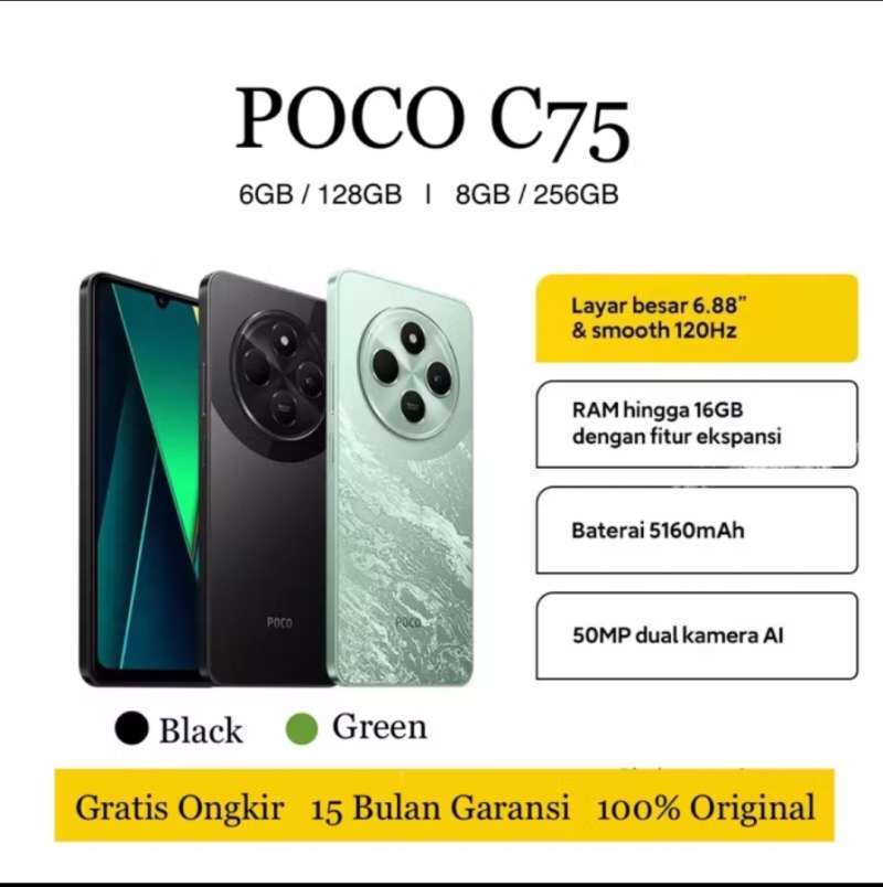 POCO C75 ブラック 8GB RAM 256GB ROM POCO C75 8+256GB (x4)