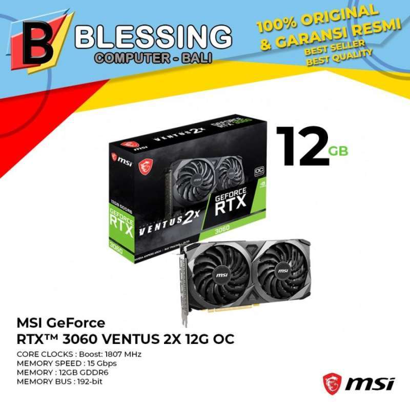 Msi Rtx 3060 VGA MSI RTX 3060 VENTUS 2X 12GB OC GDDR6 192-bit VGA