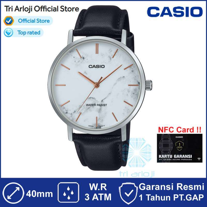 Casio MTP-VT01LM-7A: Orologio Uomo Minimal Con Quadrante Marmorizzato Bianco E Cinturino In Pelle